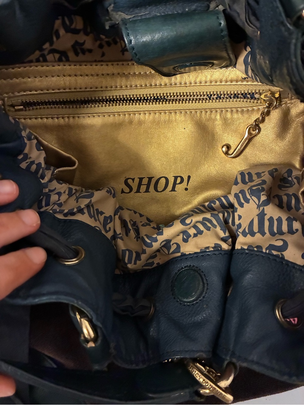 Vintage Juicy Couture Brown Suede Shoulder Bag with Pink Logo and  Blue Trim - Picture 5 of 9